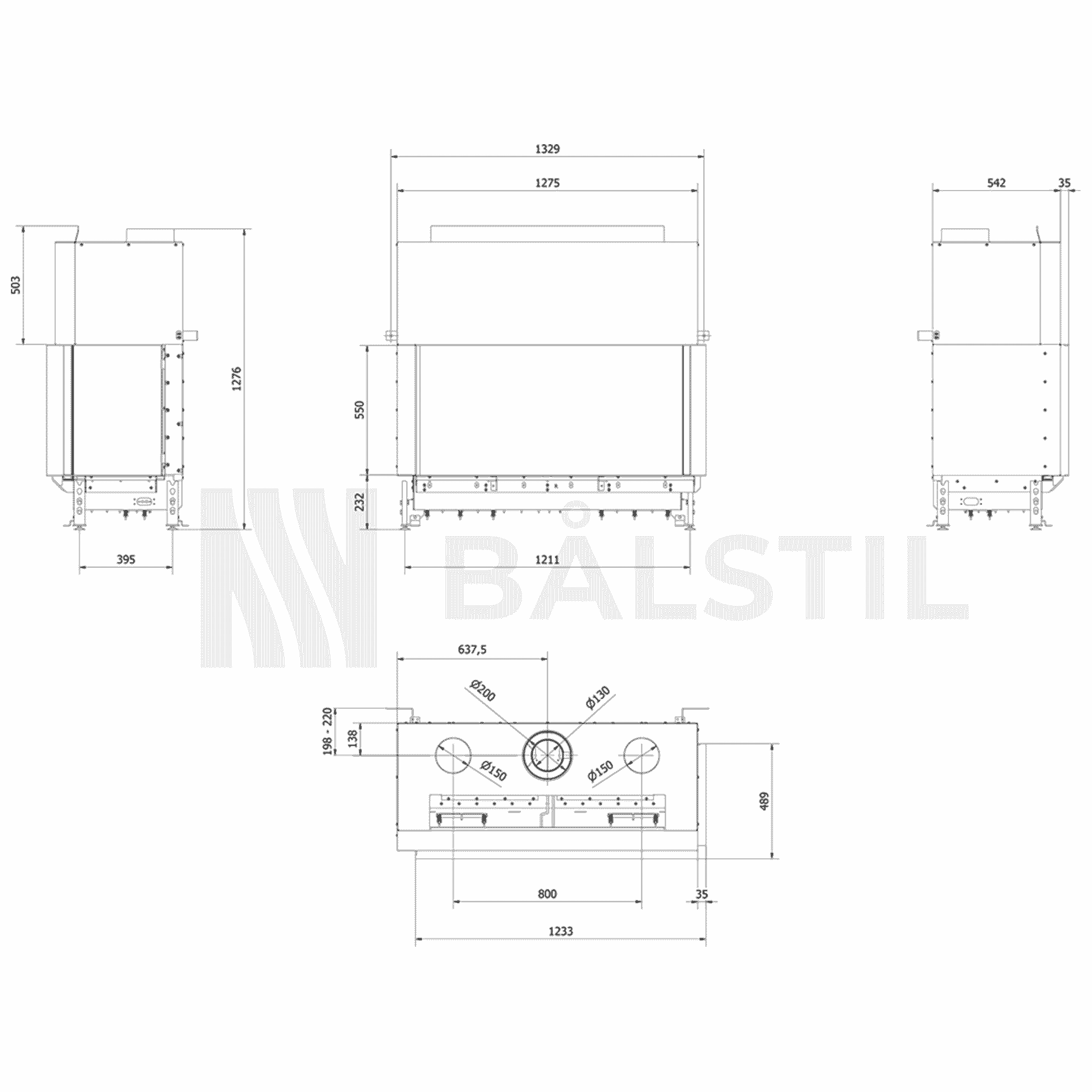 Technische tekening 19 - Bålstil Lusso 130/55