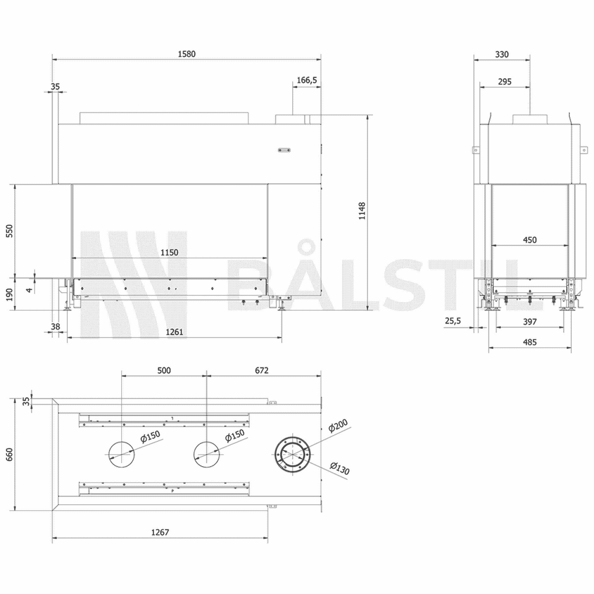 Technische tekening 31 - Bålstil Lusso 130/55