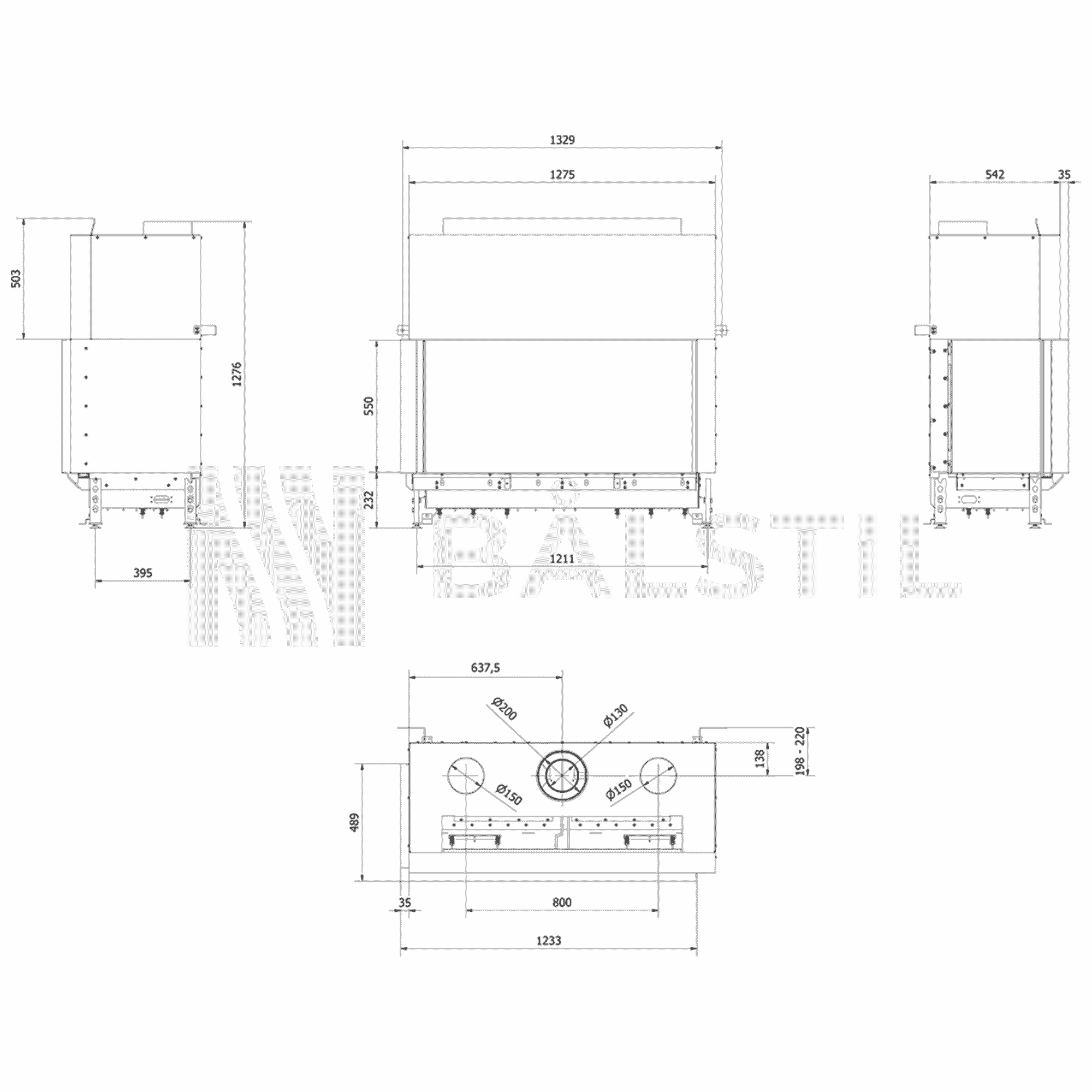 Technische tekening 8 - Bålstil Lusso 130/55
