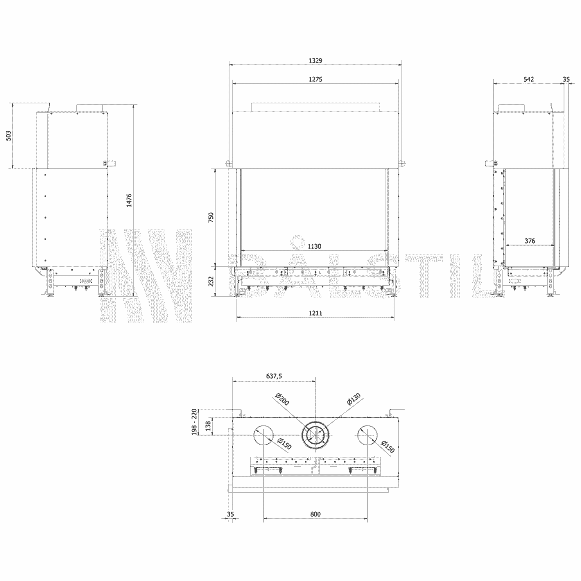 Technische tekening 12 - Bålstil Lusso 130/75