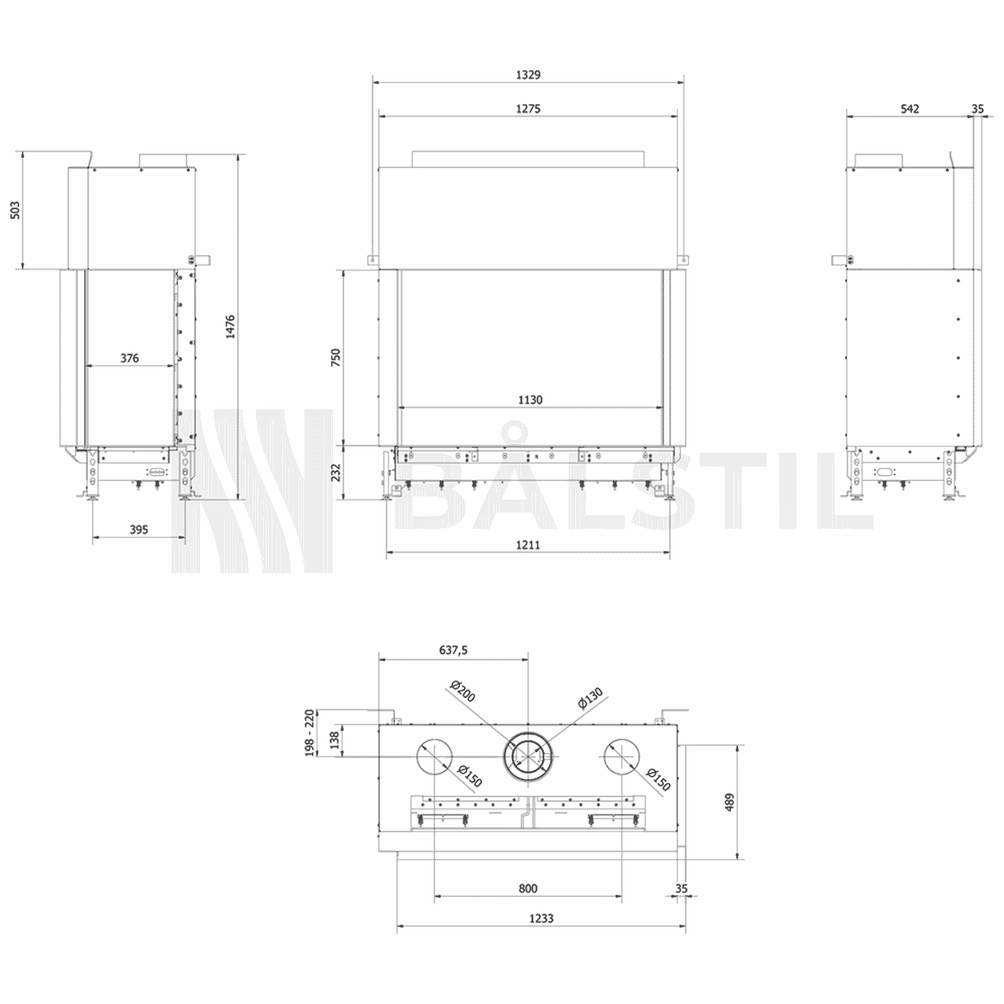 Technische tekening 20 - Bålstil Lusso 130/75