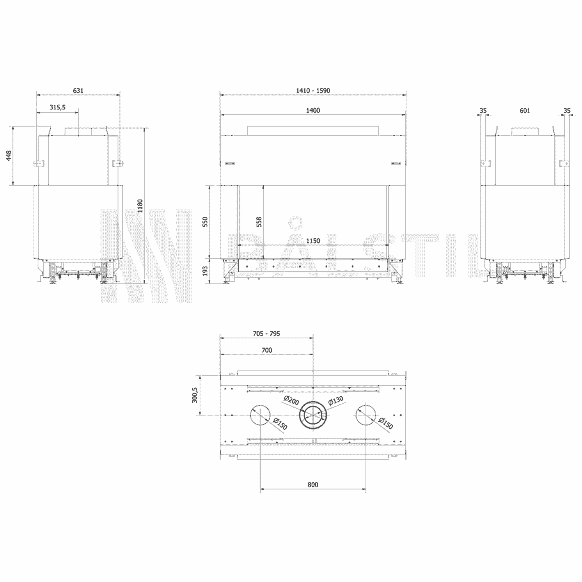 Technische tekening 27 - Bålstil Lusso 130/55