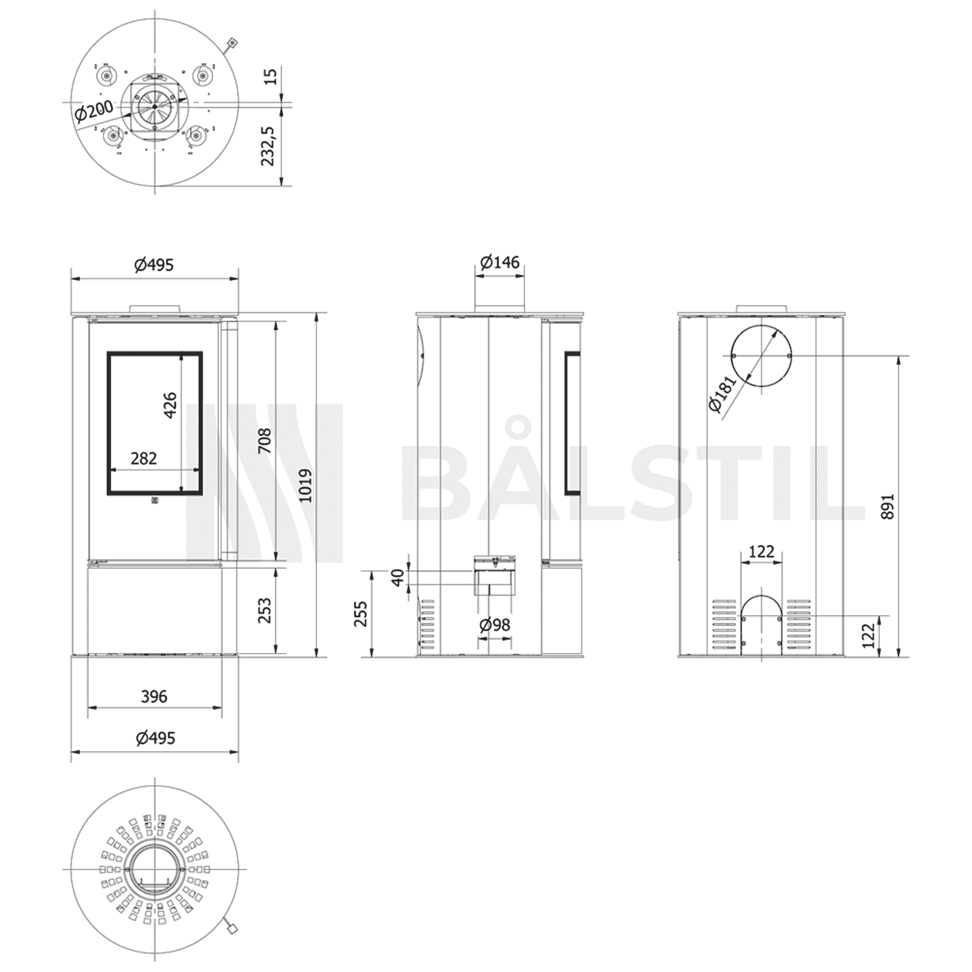 Freistehender Stahl-Kaminofen ORA