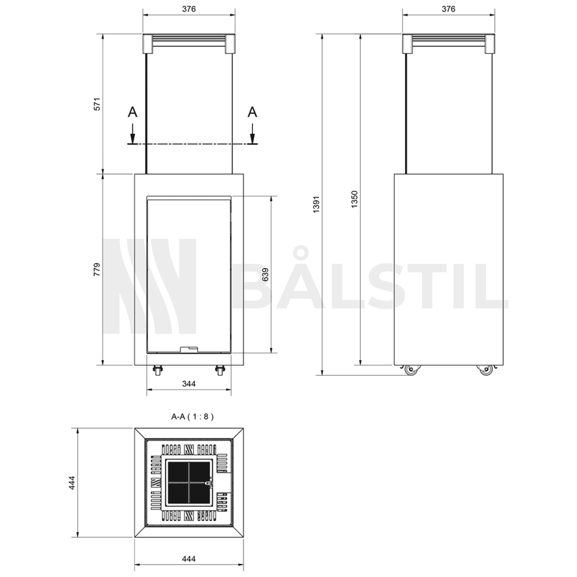 FALO Gasheizer aus Seta Liquorice Sinterquarz