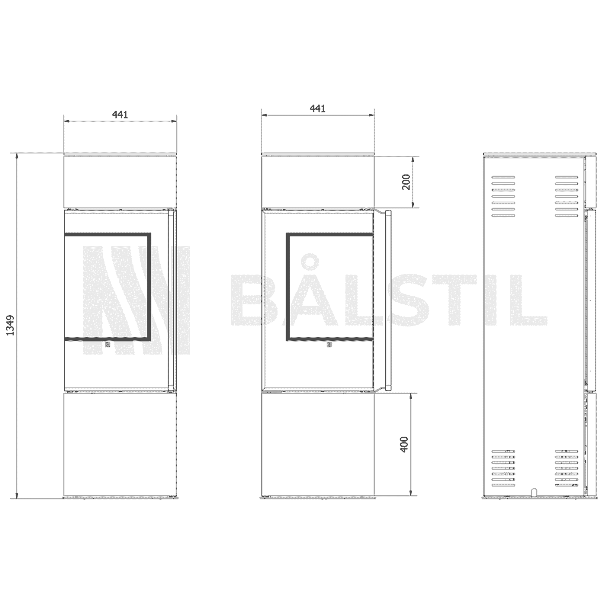Technische tekening 3 - Bålstil Modena S E/A