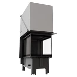 Balstil Milano 500x700 – Dreiseitiger Kamin mit Klapptüren, schwarze Verkleidung