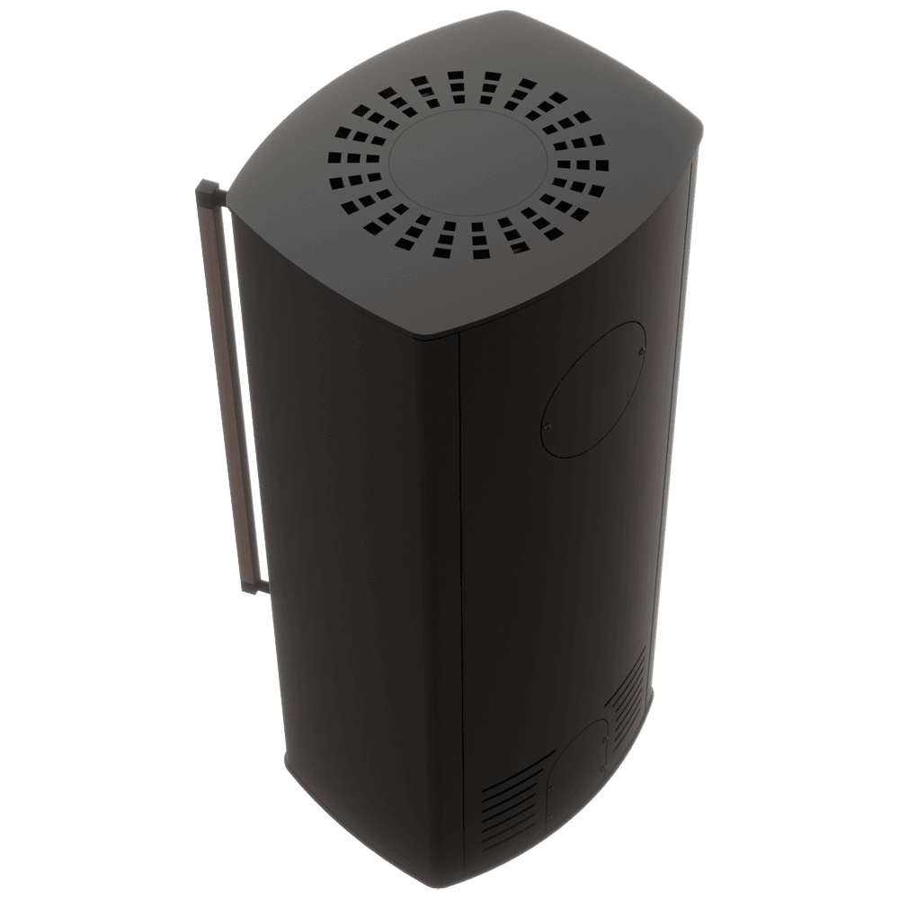 BRONN freistehender Stahlofen mit schwarzer Verkleidung