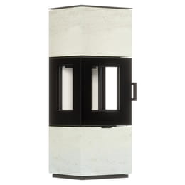 Freistehender Stahl-Kaminofen AXAM aus Ivory Glow Stein