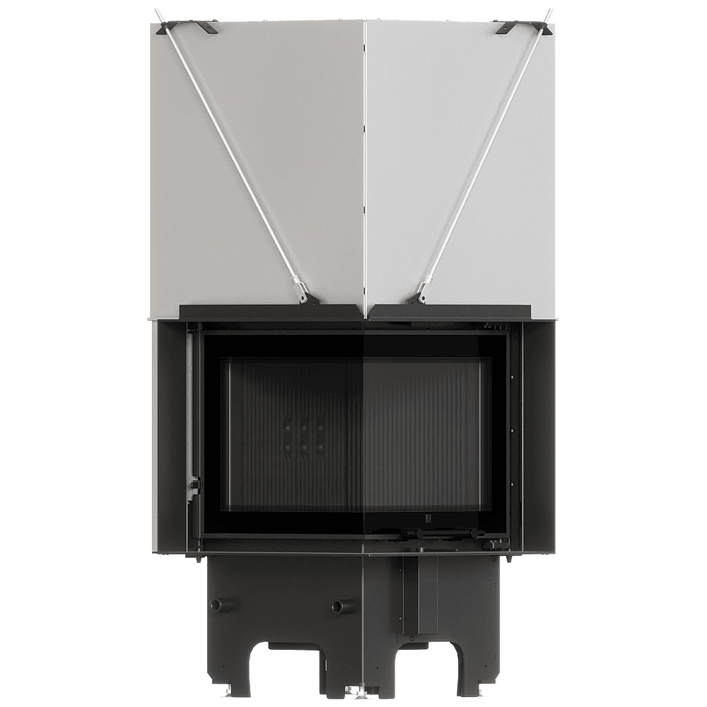 Balstil Milano 480x480 – Linksseitiger Eckkamin mit Klapptüren, schwarze Verkleidung