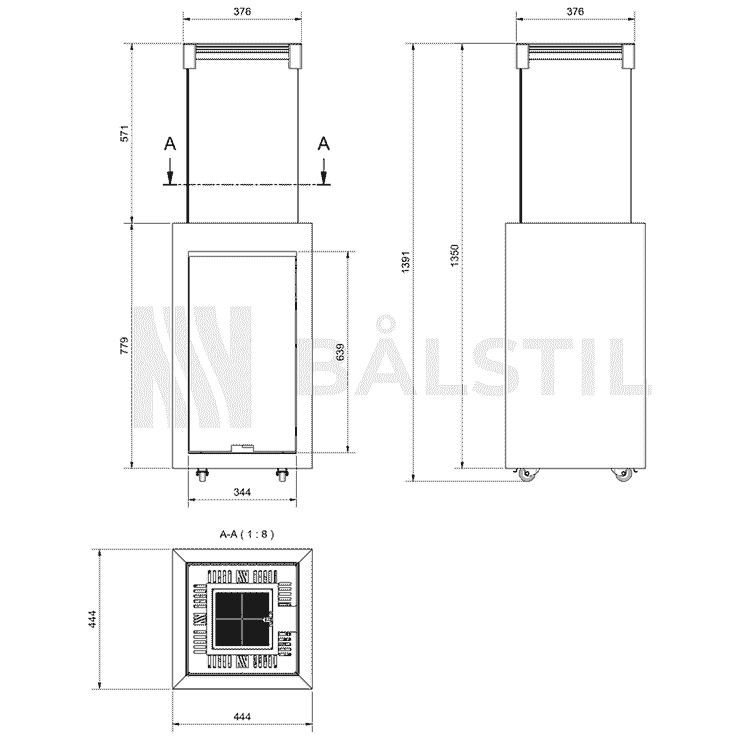 FALO Gasheizer aus Seta Liquorice Sinterquarz