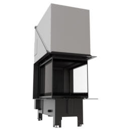 Balstil Milano 500x700 – Dreiseitiger Kamin mit Klapptüren, schwarze Verkleidung