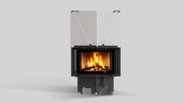 Balstil Milano 480x480 – Linksseitiger Eckkamin mit Klapptüren, weiße Verkleidung