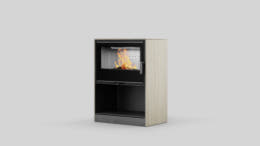 FORLI/95 Freestanding Stove in Hado Travertino Bianco Sintered Quartz