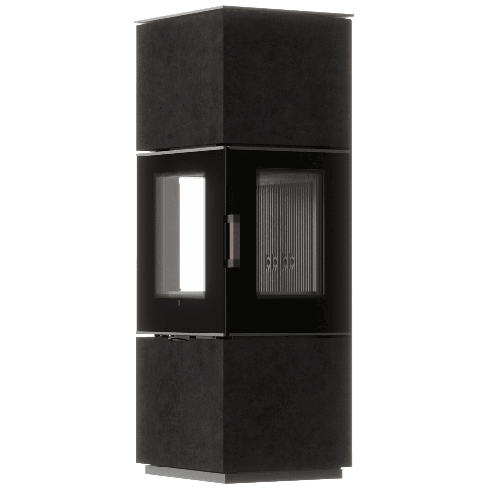 Freistehender Stahlofen AXAM, FOKOS GRAFITE Sintergehäuse mit schwarzer Auskleidung