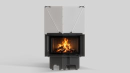 Balstil Milano 610x430 – Linksseitiger Eckkamin mit Klapptüren, schwarze Verkleidung