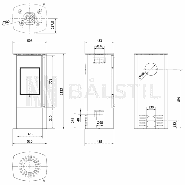 Freistehender Stahl-Kaminofen BRONN