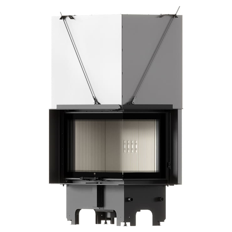 Balstil Milano 810x410 – Right-sided corner fireplace with lift-up doors, white lining