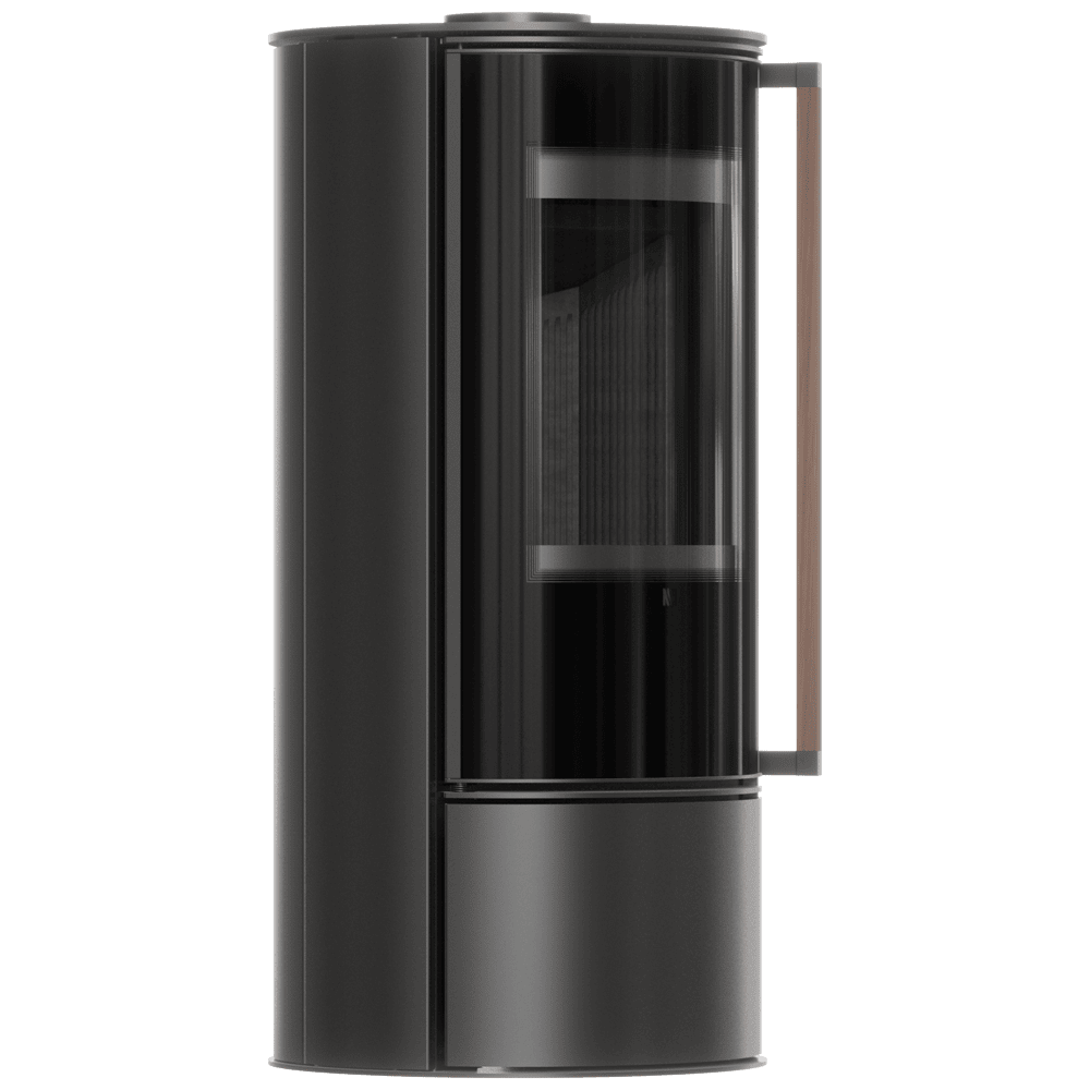 ORA freistehender Stahlofen mit schwarzer Verkleidung