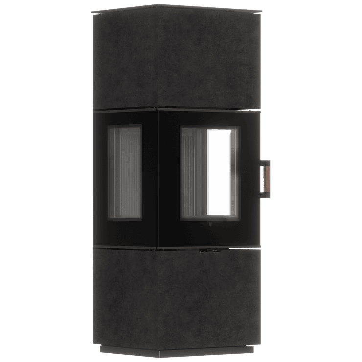 Freestanding steel stove AXAM FOKOS GRAFITE sintered casing with black lining