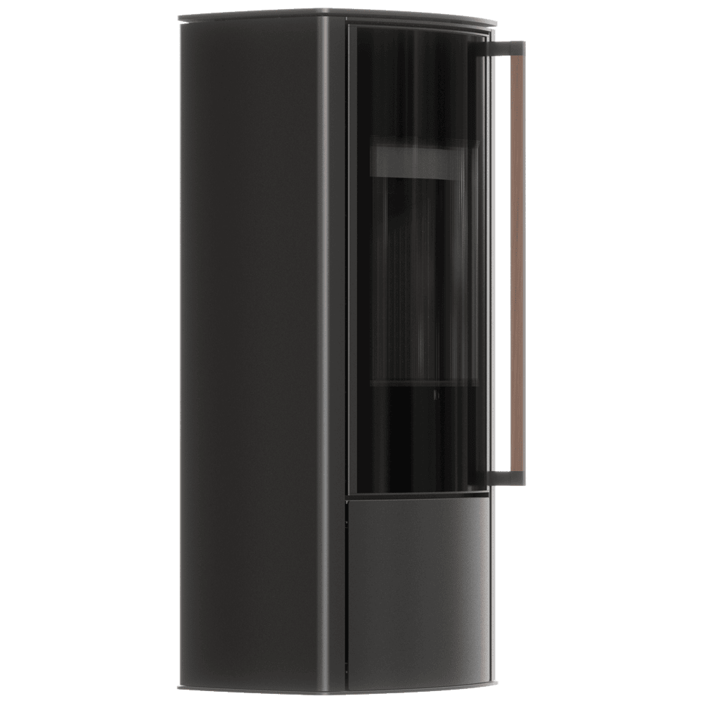 BRONN freistehender Stahlofen mit schwarzer Verkleidung