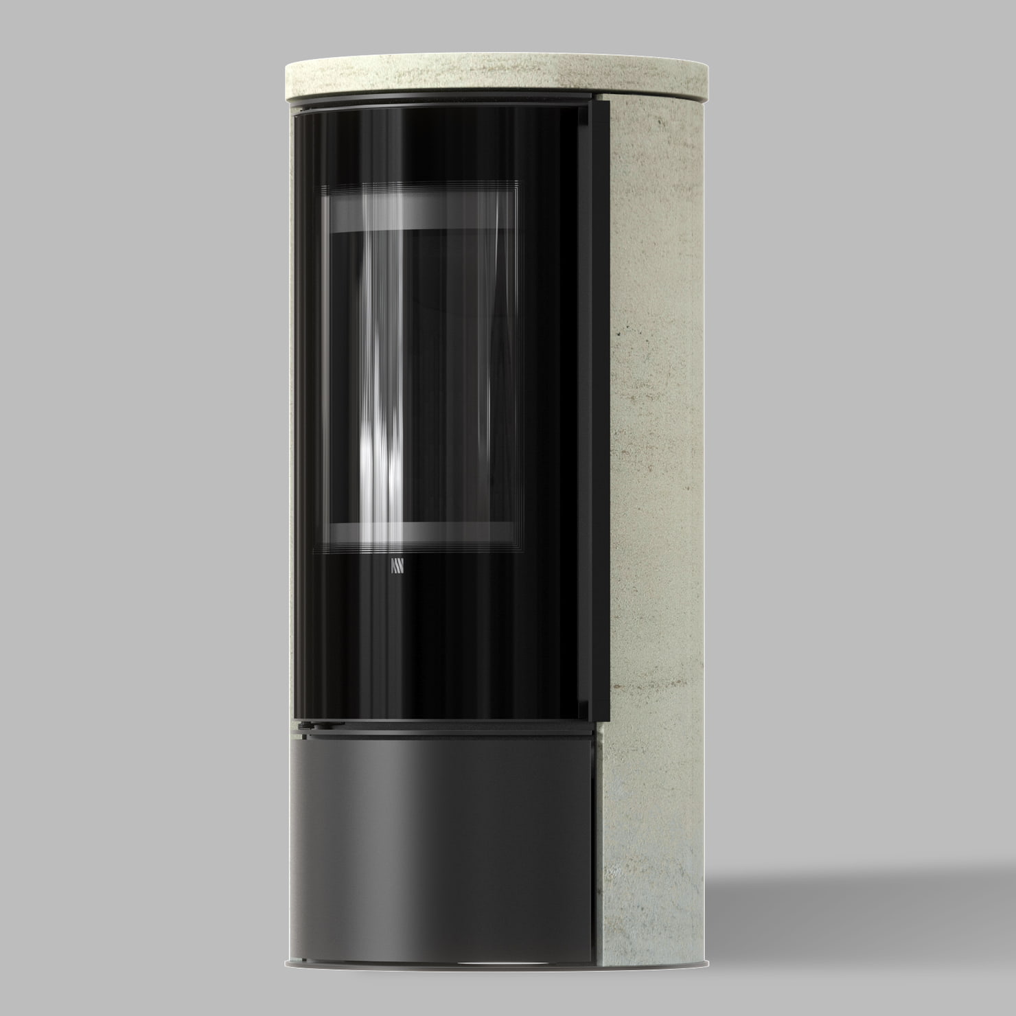 ORA Steel Freestanding Stove in Ivory Glow Stone with Black Interior