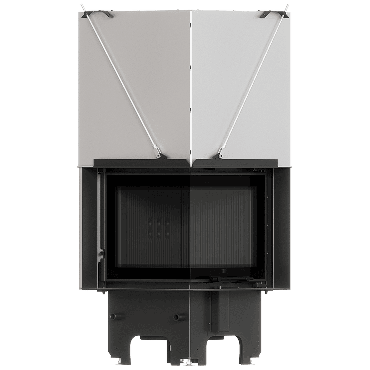 Balstil Milano 480x480 – Linksseitiger Eckkamin mit Klapptüren, schwarze Verkleidung