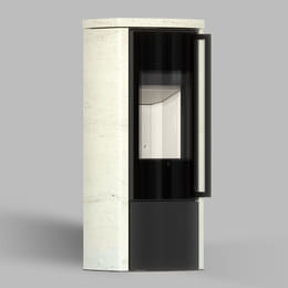 Freistehender Stahl-Kaminofen BRONN aus Ivory Glow Stein