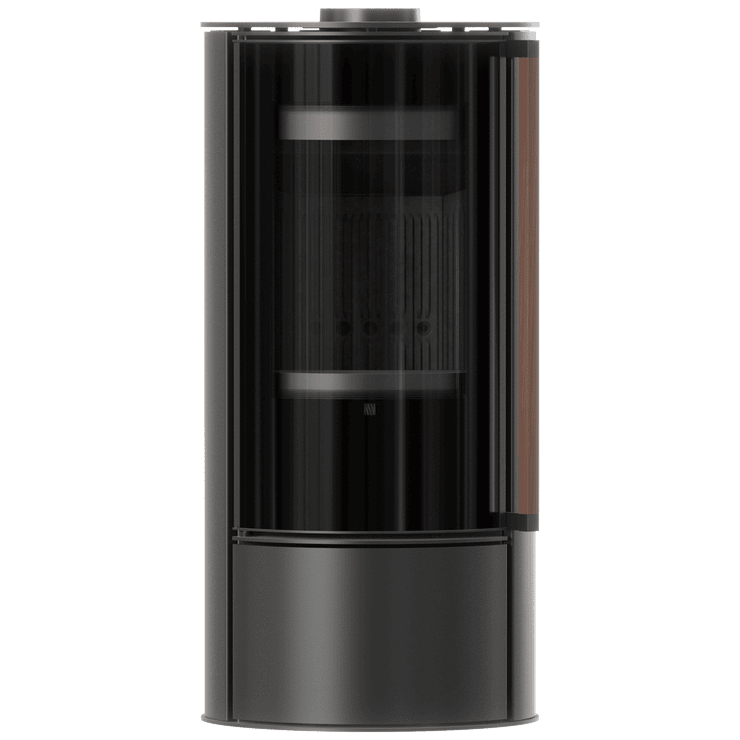 ORA freistehender Stahlofen mit schwarzer Verkleidung