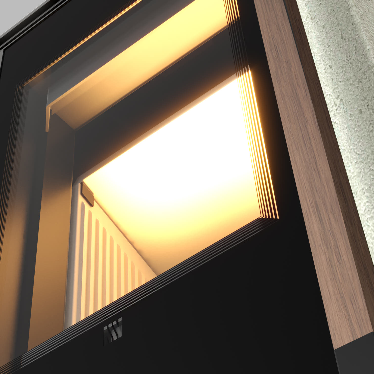 Freistehender Stahl-Kaminofen AKNA aus Ivory Glow Stein