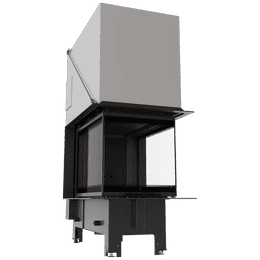 Balstil Milano 500x700 – Dreiseitiger Kamin mit Klapptüren, schwarze Verkleidung