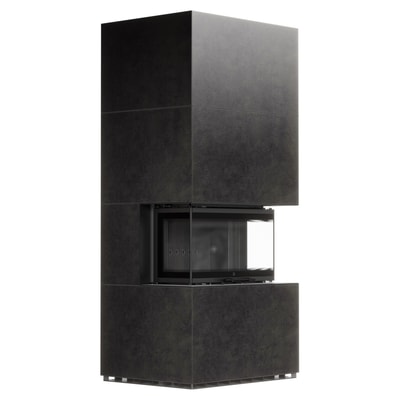 MILANO 680/280 Air Fireplace, Black Thermotec, in Fokos Grafite Sintered Quartz