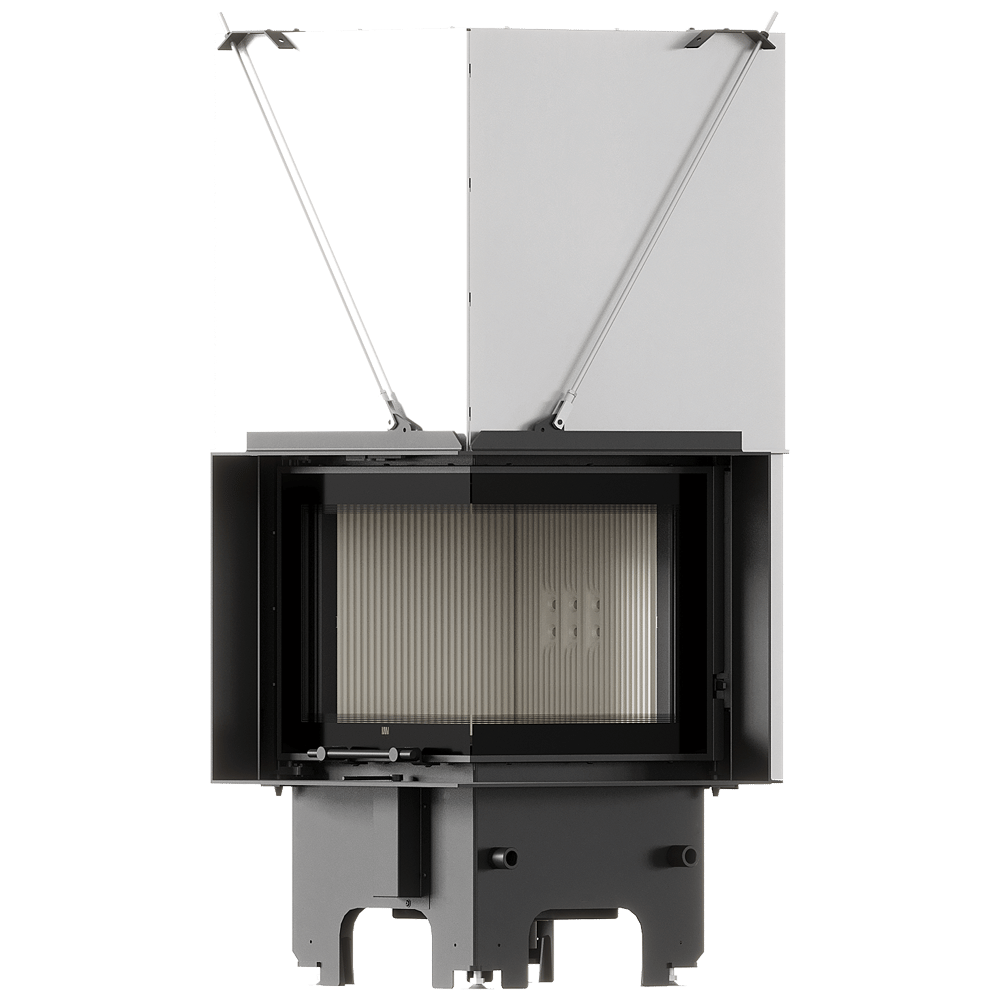 Balstil Milano 480x480 – Rechtsseitiger Eckkamin mit Klapptüren, weiße Verkleidung