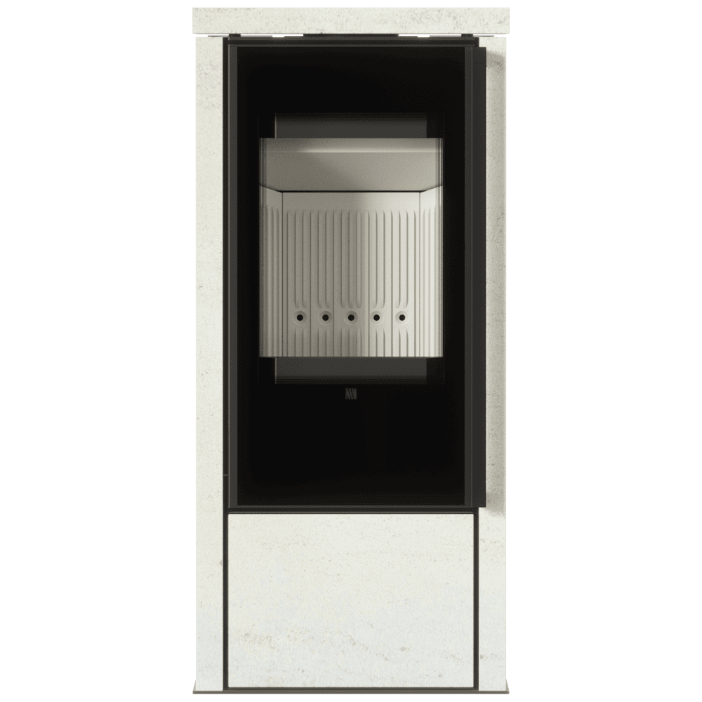 Freistehender Stahlofen AKNA in Ivory Glow Stone