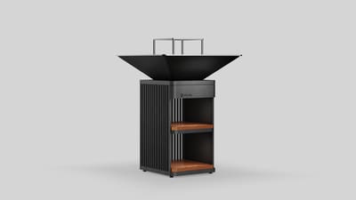 Outdoor Grill with Wood-Burning Firebox