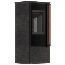 Freestanding steel stove KOZA AKNA in FOKOS GRAFITE sinter with black lining