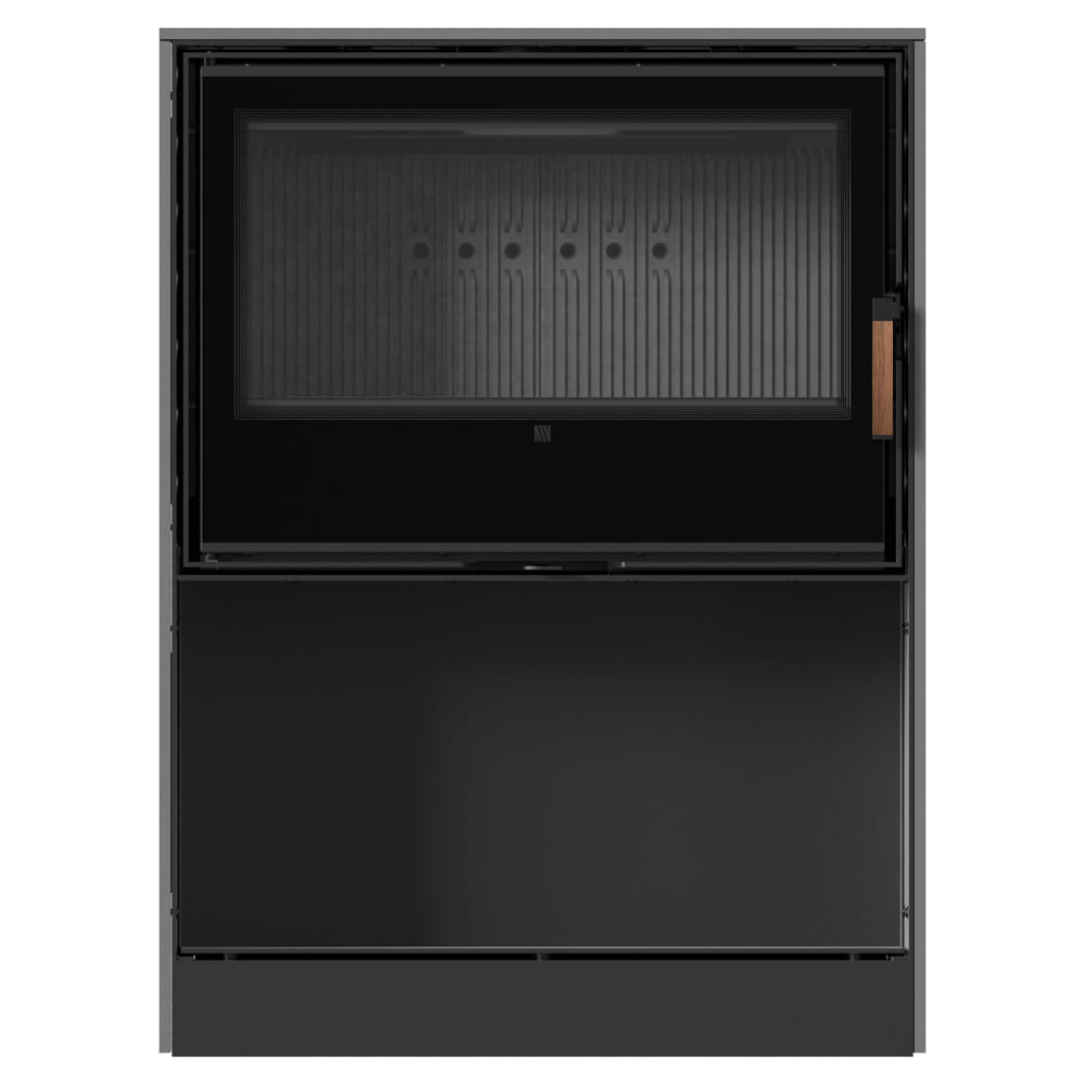 Freistehender Kaminofen FORLI/80, Black Thermotec, aus Fokos Grafite Sinterquarz