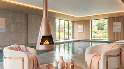 Automatic bio-fireplace 2x2P, bottom 750; color Rossegold
