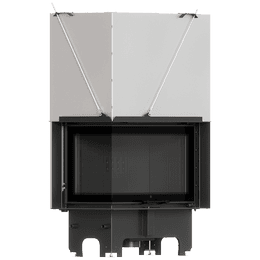 Balstil Milano 810x410 – Linksseitiger Eckkamin mit Klapptüren, schwarze Verkleidung