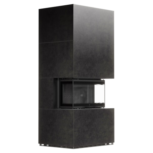 MILANO 680/280 Air Fireplace, Black Thermotec, in Fokos Grafite Sintered Quartz