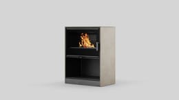 FORLI/80 Freestanding Stove, Black Thermotec, in Fokos Talco Sintered Quartz