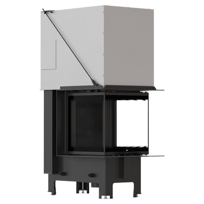MILANO 500x500 – Three-sided fireplace with lift-up doors, black lining