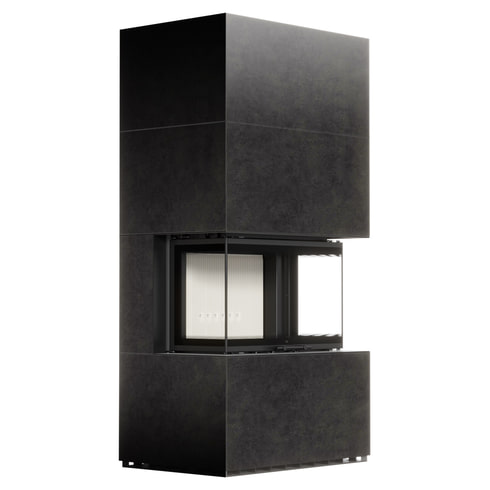 MILANO 800/400 Air Fireplace in Fokos Grafite Sintered Quartz