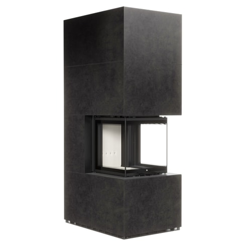 MILANO 500/500 Air Fireplace in Fokos Grafite Sintered Quartz