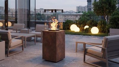 FALO Gas-Terrassenheizer in Ossido Bruno Sinterquarz