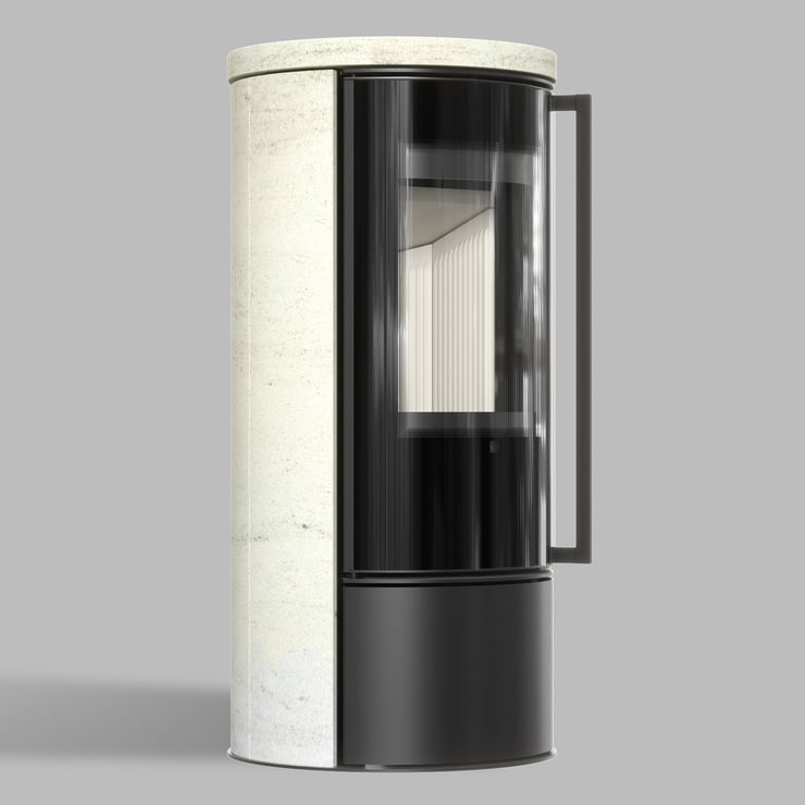 ORA Steel Freestanding Stove in Ivory Glow Stone