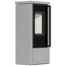 Freestanding steel stove KOZA AKNA in Luna Grigia stone