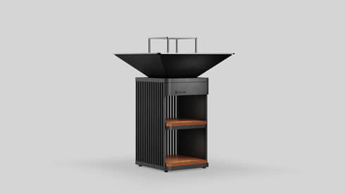 Outdoor Grill with Wood-Burning Firebox