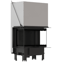 3-glass guillotine fireplace, black lining