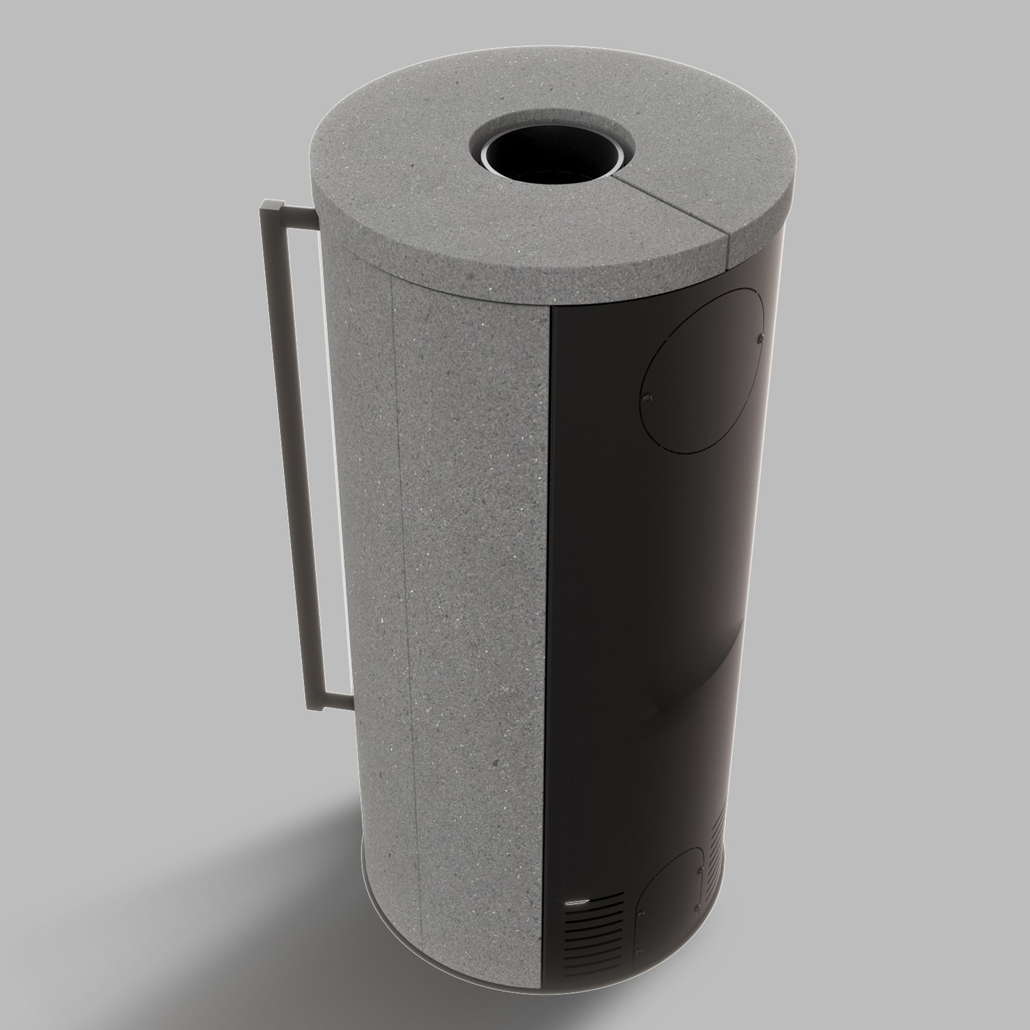 ORA Steel Freestanding Stove in Luna Grigia Stone