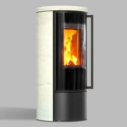 ORA Steel Freestanding Stove in Ivory Glow Stone with Black Interior